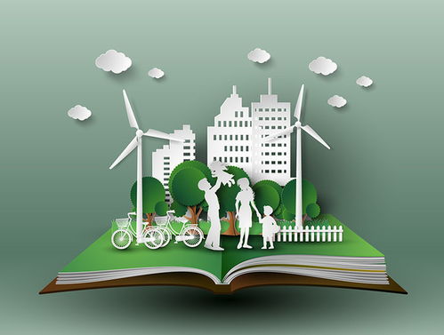 生態(tài)環(huán)保城市創(chuàng)意剪紙風格插畫矢量